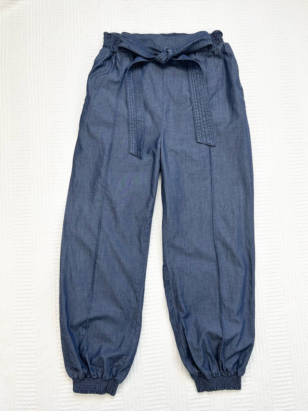 Anthropologie Globetrotter Chambray Jogger Pants Blue Size Medium